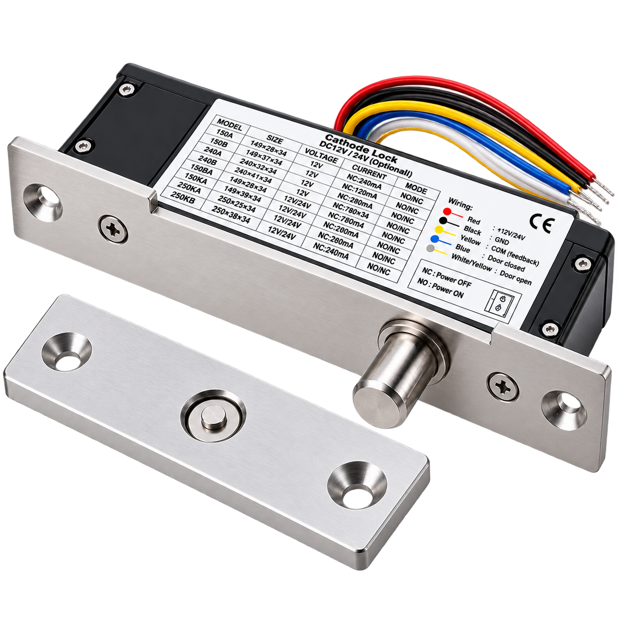 Serrure électromagnétique encastrable 12 V / 24 V DC – Verrou magnétique pour contrôle d’accès